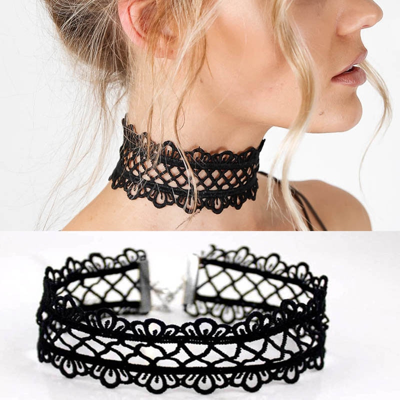 Summer Jewelry Accessories Sexy Hollow Out Lace Black Choker Necklace For Couple Lovers' N174