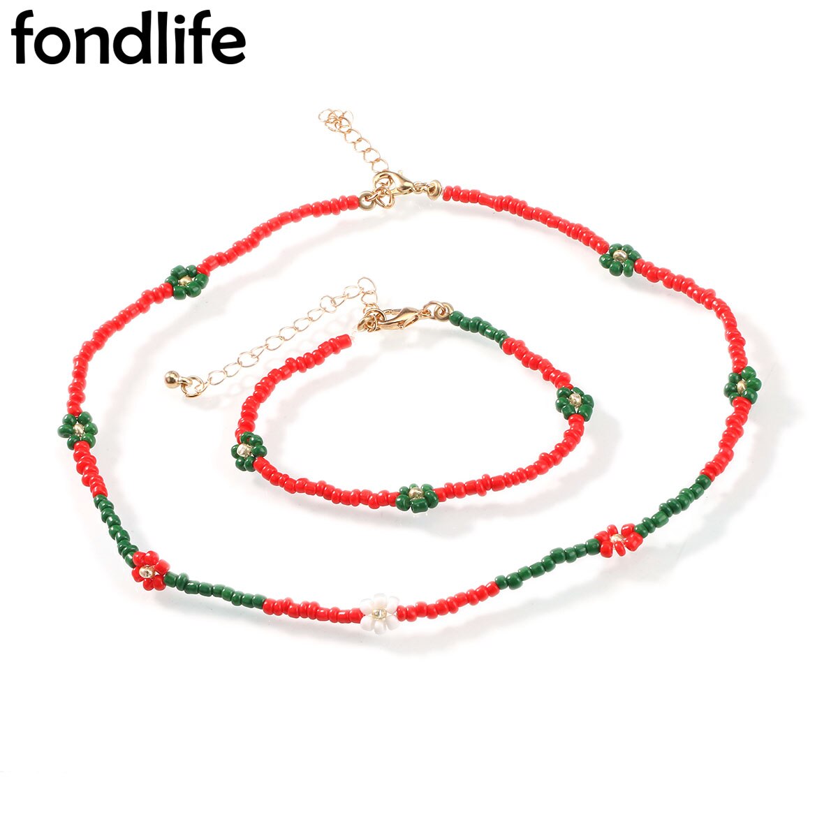 Summer&Winter Bohemian Daisy Glass Seed Bead Necklace Women Girl 2022 Flower Red Green Christmas Boho Jewelry Gift