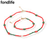Summer&amp;Winter Bohemian Daisy Glass Seed Bead Necklace Women Girl 2022 Flower Red Green Christmas Boho Jewelry Gift