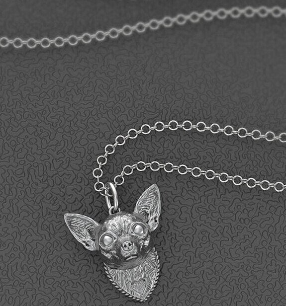 Summer mini Chihuahua  necklace metal cartoon dog pendant jewelry golden colors plated 12 pcs/lot