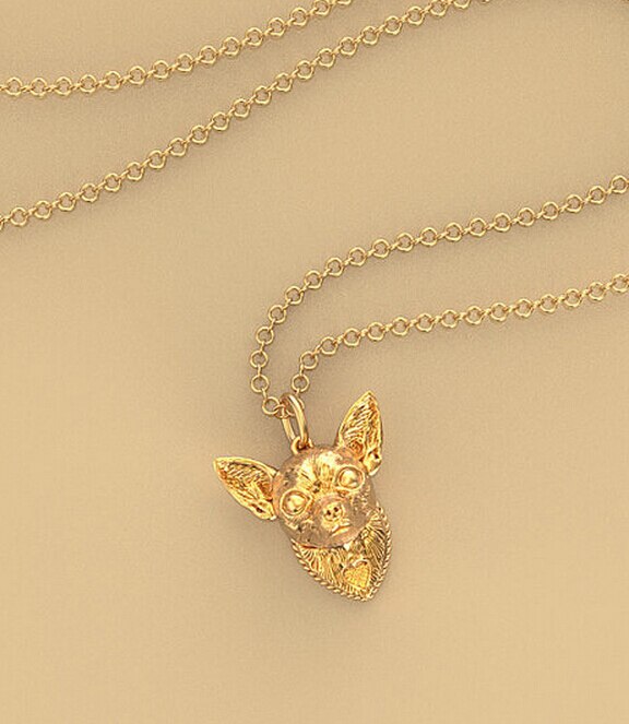 Summer mini Chihuahua  necklace metal cartoon dog pendant jewelry golden colors plated 12 pcs/lot