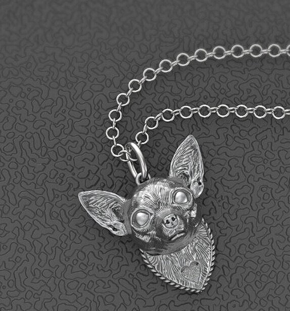 Summer mini Chihuahua  necklace metal cartoon dog pendant jewelry golden colors plated 12 pcs/lot