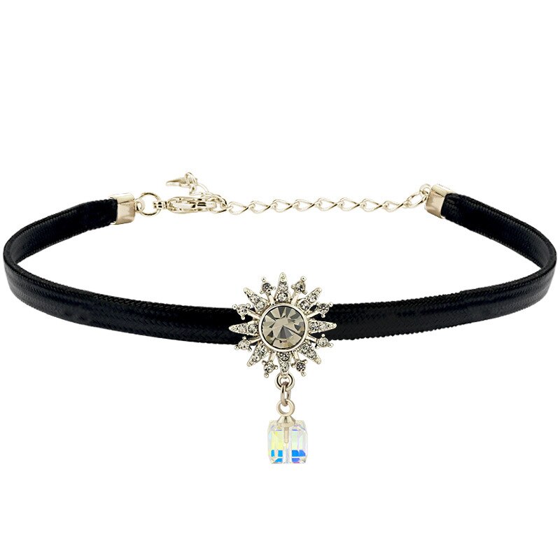 Sun Flower Pendant Crystal Necklace Short Clavicle Chain Trend Wild Beauty Sun Goddess Mermaid Tail Short Necklace