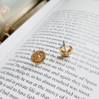 Sun moon stud earrings pure 100% 925 sterling silver simple stupidity design wild earrings for women fashion charms jewelry gift