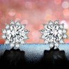 Sunflower 1CT Moissanite Stud Earring Fine Jewelry Genuine Charles Colvard VS G 3EX Gems Pure 18K White Gold Earing For Women