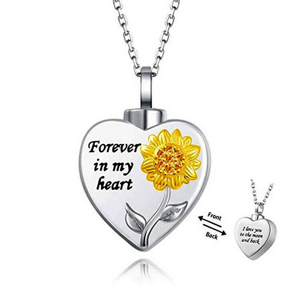 Sunflower Forever in My Heart Necklaces For Women Silver Color Long Chain Sun Flower Female Pendant Necklace Memory Jewelry