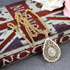 Sunspicems 2021 Morocco Women Gold Pendant Necklace Hollow Metal Arabesque leaf Long Chain Ethnic Wedding Hip Hop Jewelry