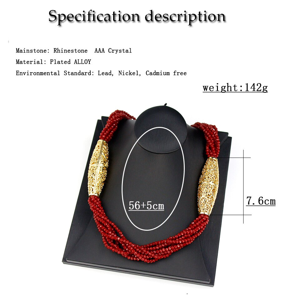 Sunspicems 2021 Gold Color Crystal Beaded Necklace For Women Morocco Wedding Jewelry Arab Handmade Natural Stone Choker Bijoux