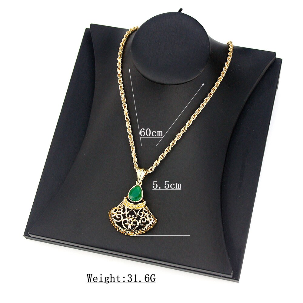 Sunspicems Elegent Gold Color Morocco Pendant Necklace for Women Ethnic Arabesque Banquet Jewelry Wedding Bijoux Gift