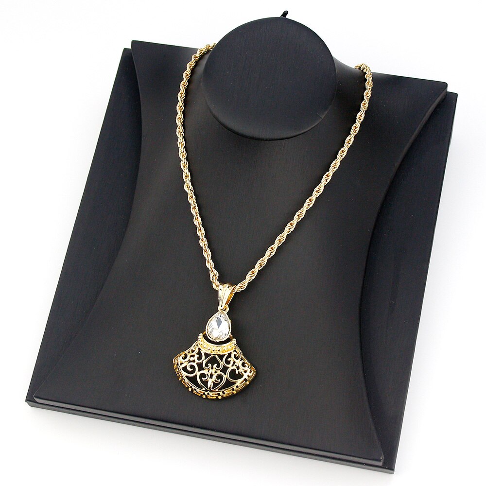 Sunspicems Elegent Gold Color Morocco Pendant Necklace for Women Ethnic Arabesque Banquet Jewelry Wedding Bijoux Gift