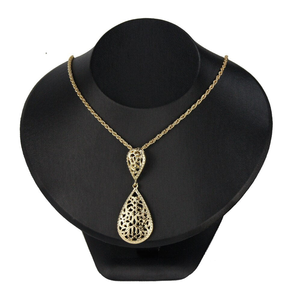Sunspicems Gold Color Morocco Jewelry long pendant necklace fine chain for women hollow Arabic pattern wedding bride bijoux gift
