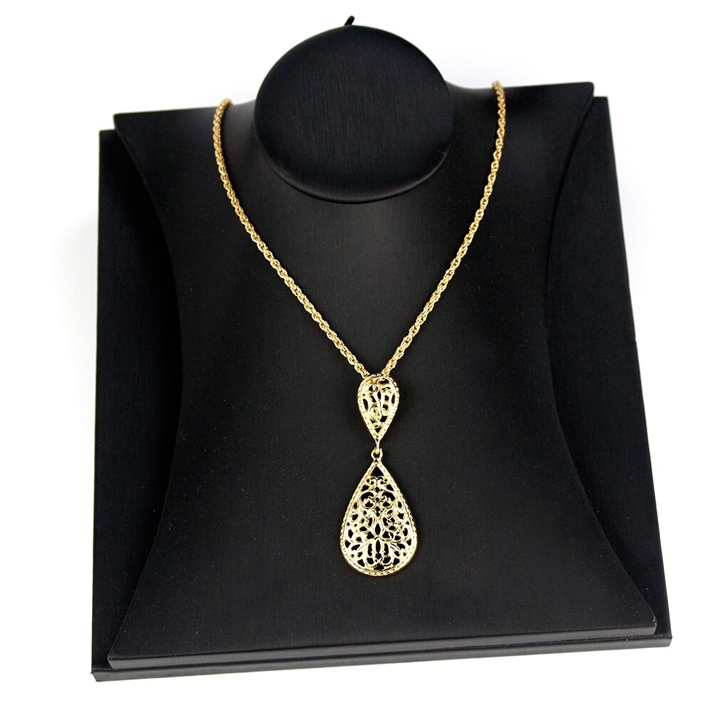 Sunspicems Gold Color Morocco Jewelry long pendant necklace fine chain for women hollow Arabic pattern wedding bride bijoux gift