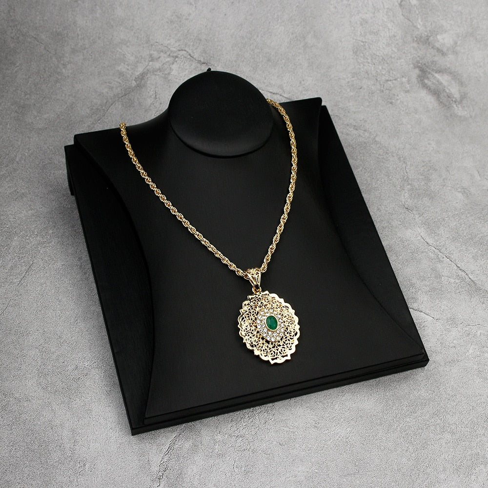 Sunspicems Long Pendant Necklace for Women Gold Color Moroccan Caftan Charm Sweater Chain African Ethnic Wedding Jewelry Gift