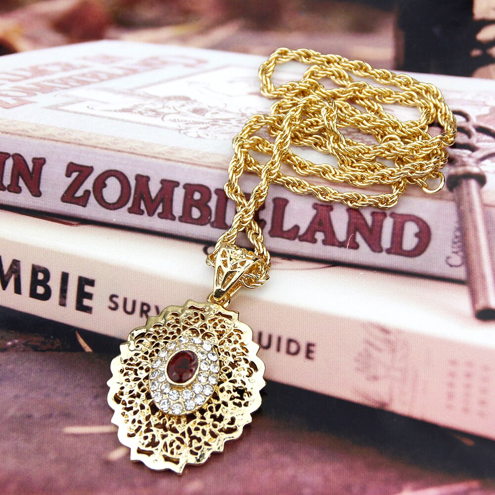 Sunspicems Long Pendant Necklace for Women Gold Color Moroccan Caftan Charm Sweater Chain African Ethnic Wedding Jewelry Gift