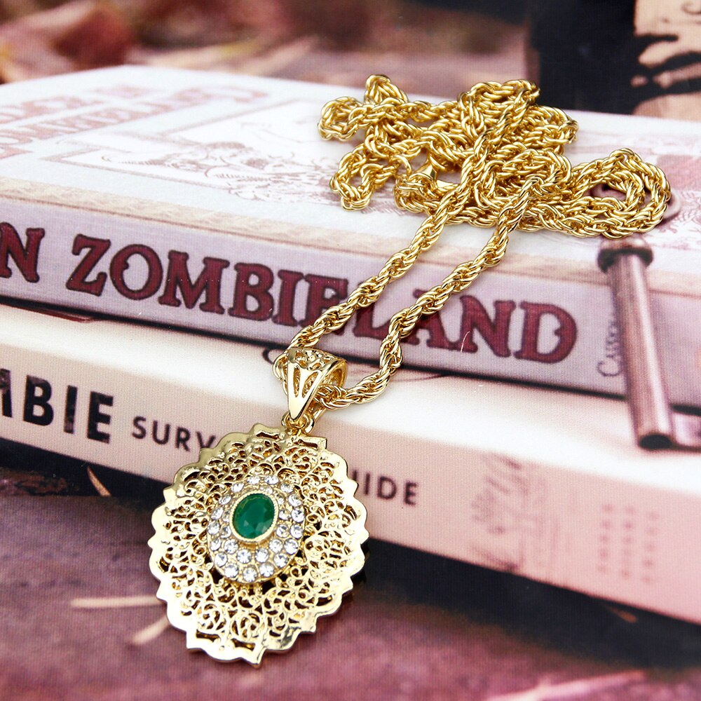 Sunspicems Long Pendant Necklace for Women Gold Color Moroccan Caftan Charm Sweater Chain African Ethnic Wedding Jewelry Gift