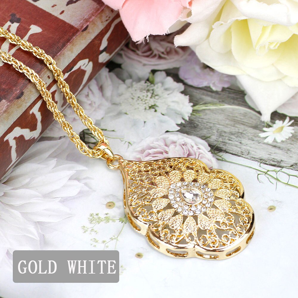 Sunspicems Morocco Jewelry Gold Color Long Pendant Necklace Sweater Chain For Women Arab Banquet Wedding Jewelry Caftan Chokers