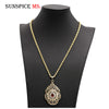 Sunspicems Morocco Jewelry Gold Color Long Pendant Necklace Sweater Chain For Women Arab Banquet Wedding Jewelry Caftan Chokers