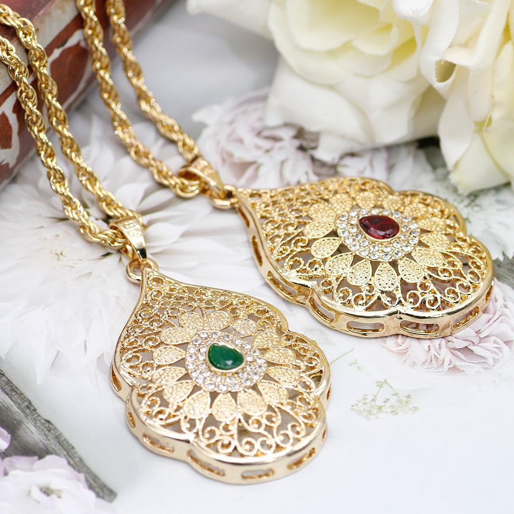 Sunspicems Morocco Jewelry Gold Color Long Pendant Necklace Sweater Chain For Women Arab Banquet Wedding Jewelry Caftan Chokers
