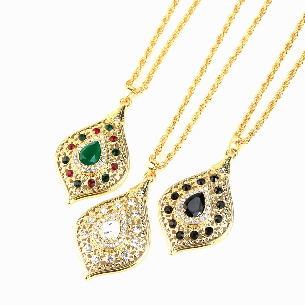 Sunspicems Unique Gold Color Morocco Long Pendant Necklace Snake Chain for Women Arabic Ethnic Wedding Jewelry Turkish Gift