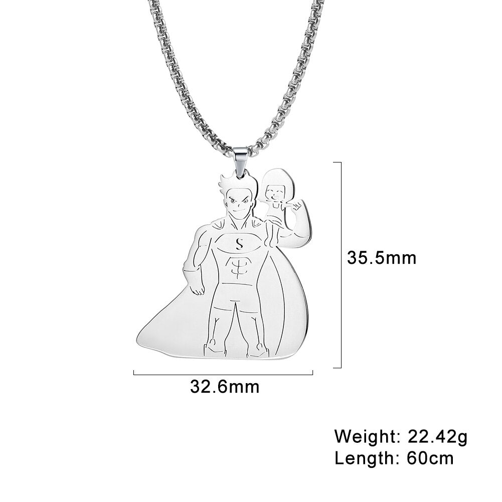 Super Father Mother Necklace Supernatyural Gift Family Gold Color Baby Boy Girl Daughter Son stainless steel Men Woman Jewelry