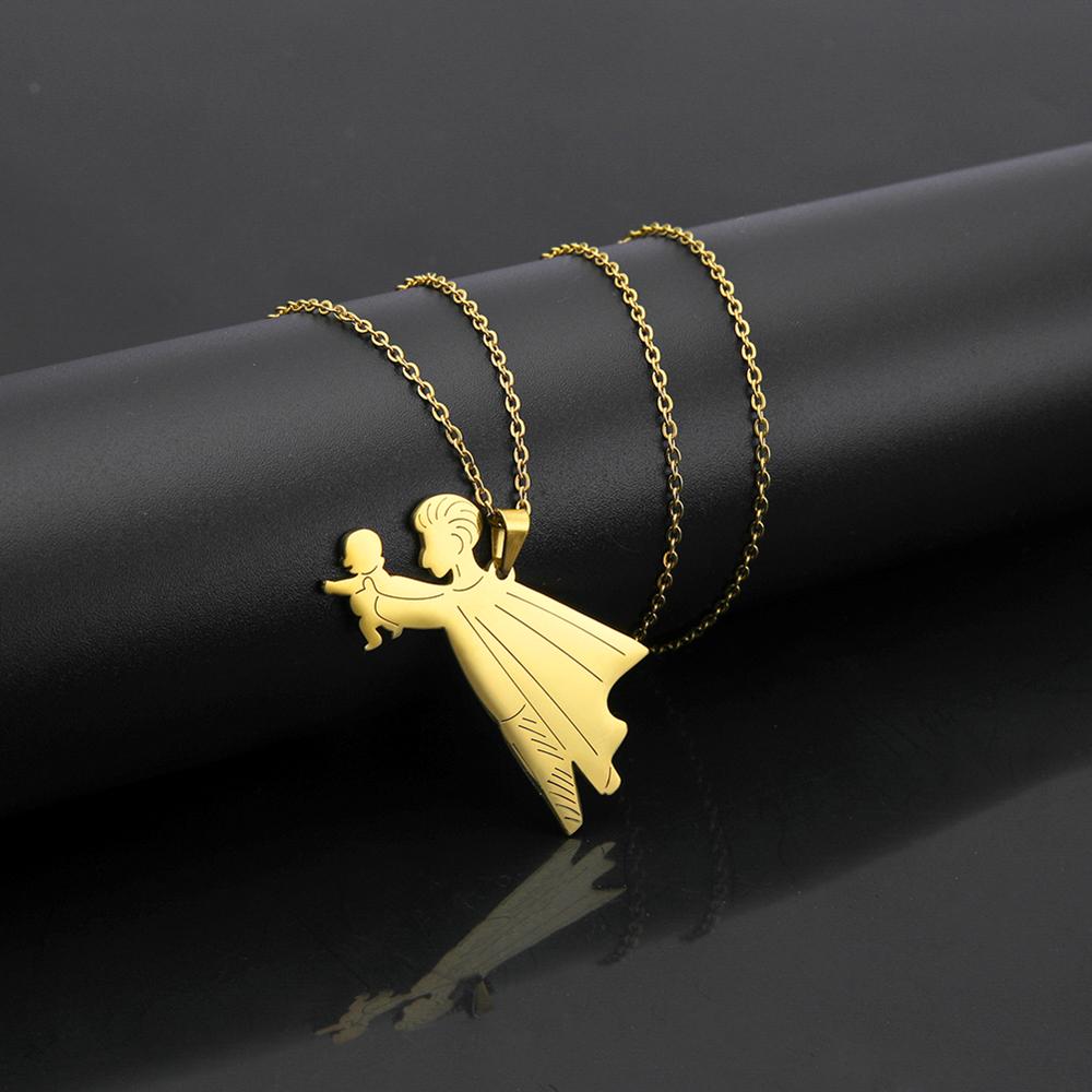 Super Father Mother Necklace Supernatyural Gift Family Gold Color Baby Boy Girl Daughter Son stainless steel Men Woman Jewelry