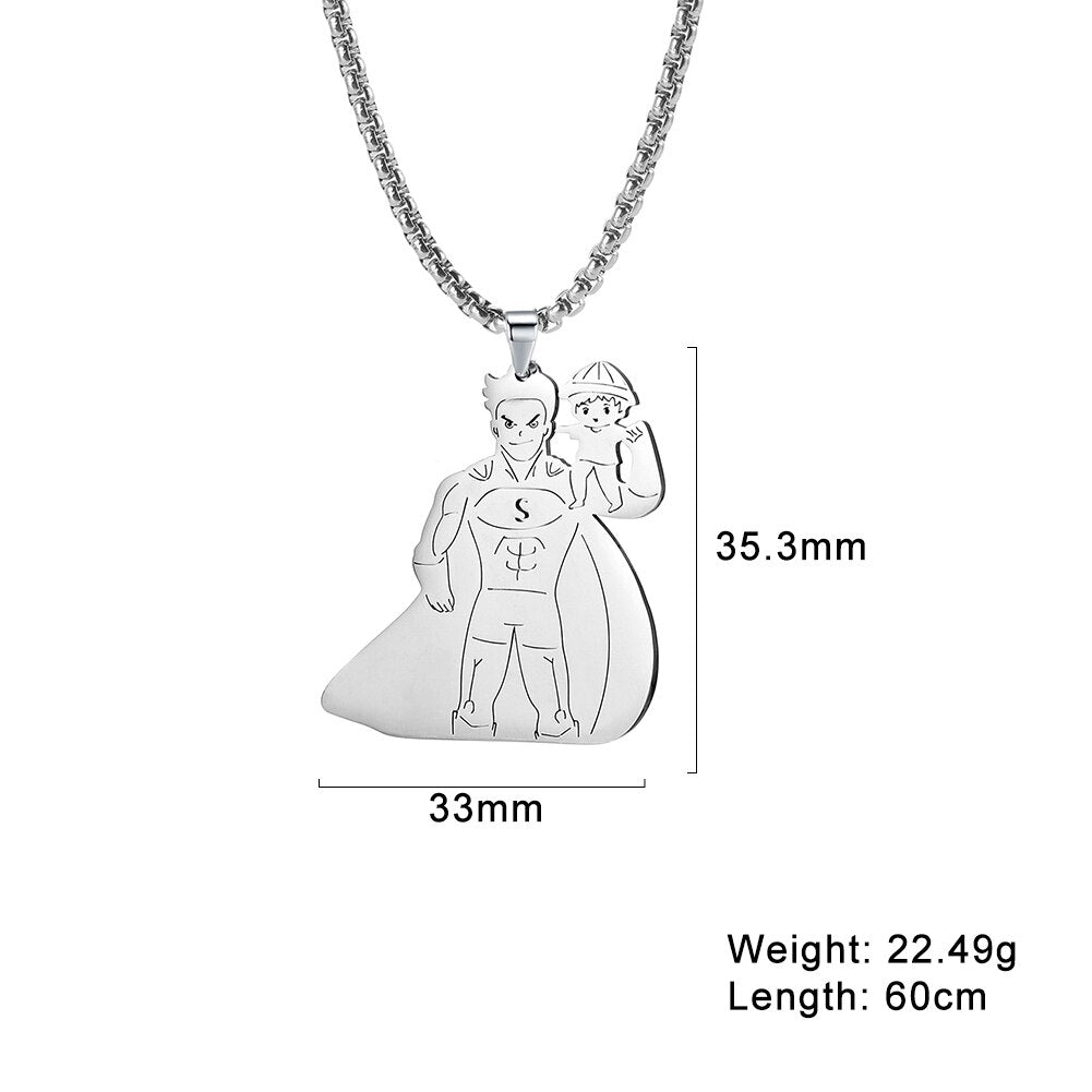 Super Father Mother Necklace Supernatyural Gift Family Gold Color Baby Boy Girl Daughter Son stainless steel Men Woman Jewelry