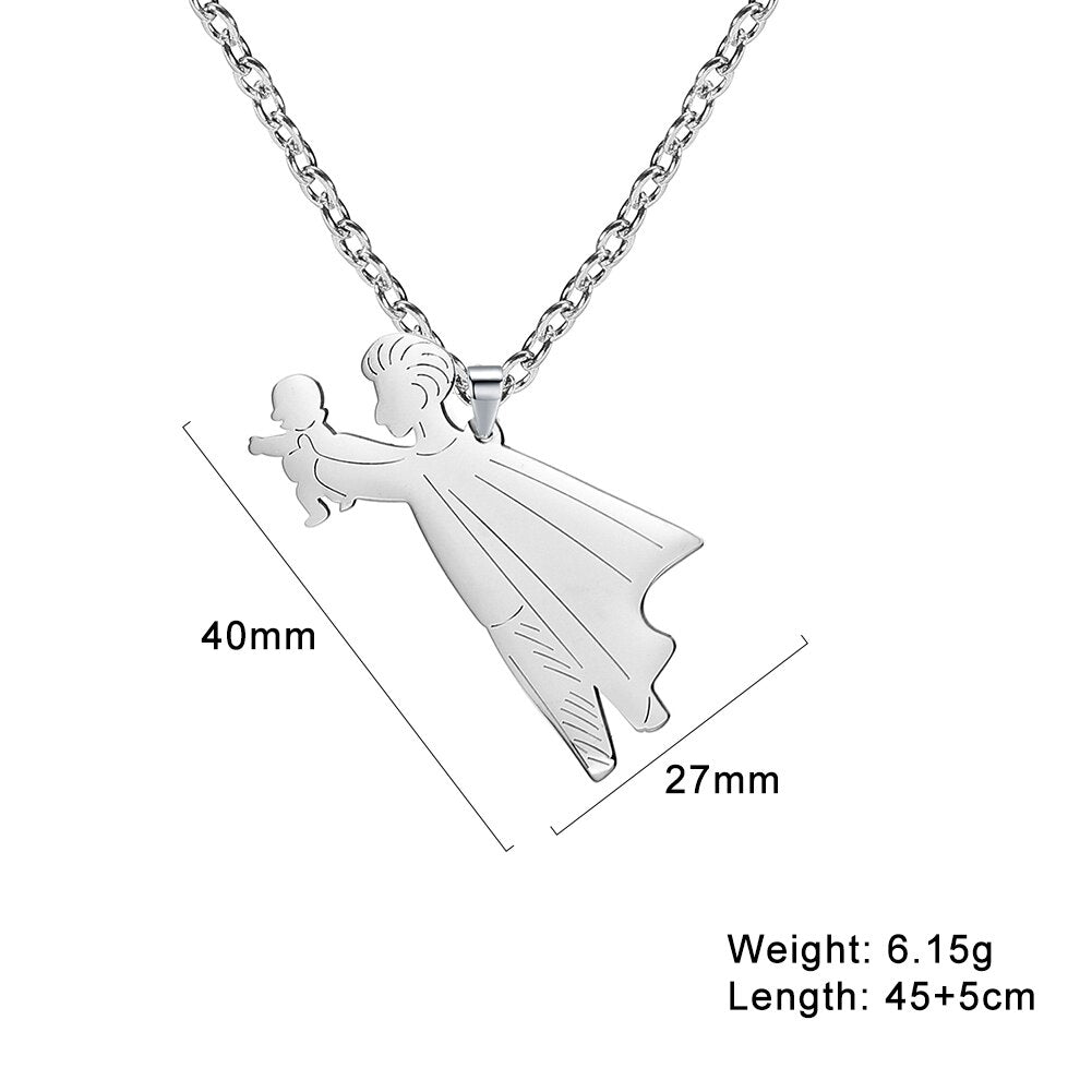 Super Father Mother Necklace Supernatyural Gift Family Gold Color Baby Boy Girl Daughter Son stainless steel Men Woman Jewelry