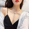 Super Pearl tassels Shining Rhinestone chokers necklaces for women simple Office career Jewellery crystal 1pcs