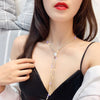 Super Pearl tassels Shining Rhinestone chokers necklaces for women simple Office career Jewellery crystal 1pcs