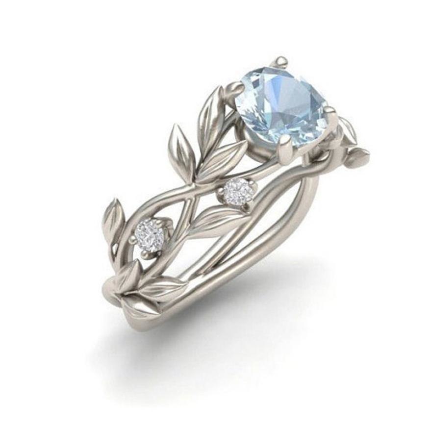 Superb Women's Ring Silver Floral Transparent Flower Vine Leaf Rings Wedding Gift Rings For Women Rhinestone Silver Anillos