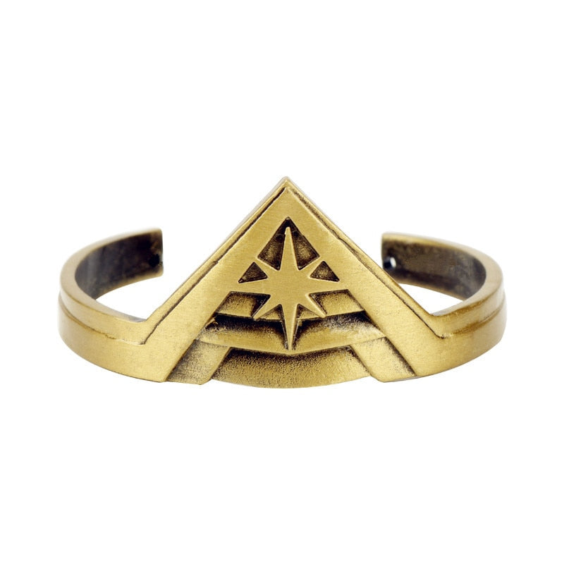 Superhero Wonder Woman Torque The Winner Acronym W Logo Charm Crown Shield Pentagram Cuff Armor Tiara Bracelets Bangles