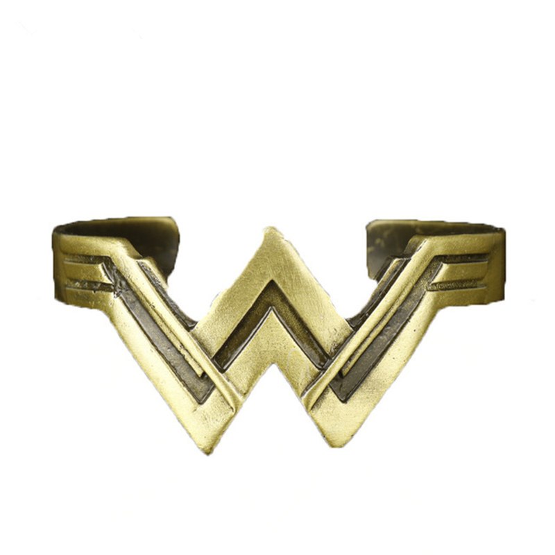 Superhero Wonder Woman Torque The Winner Acronym W Logo Charm Crown Shield Pentagram Cuff Armor Tiara Bracelets Bangles