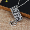 Supernatural Dean License Plate Pendant Necklace Alloy Link Chain Necklace For Men And Women Movie Jewelry Accessories