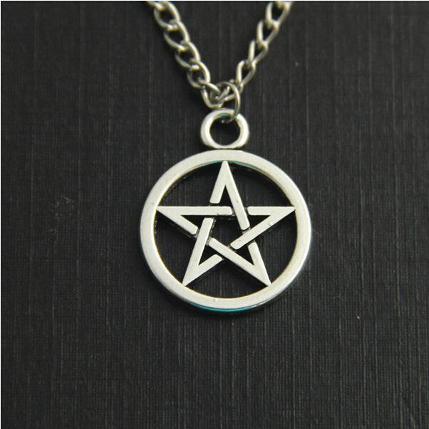 Supernatural Necklace Devil's Trap Pentagram Pentacle Vintage Retro Antique Silver Pendant Movie Jewelry Wholesale