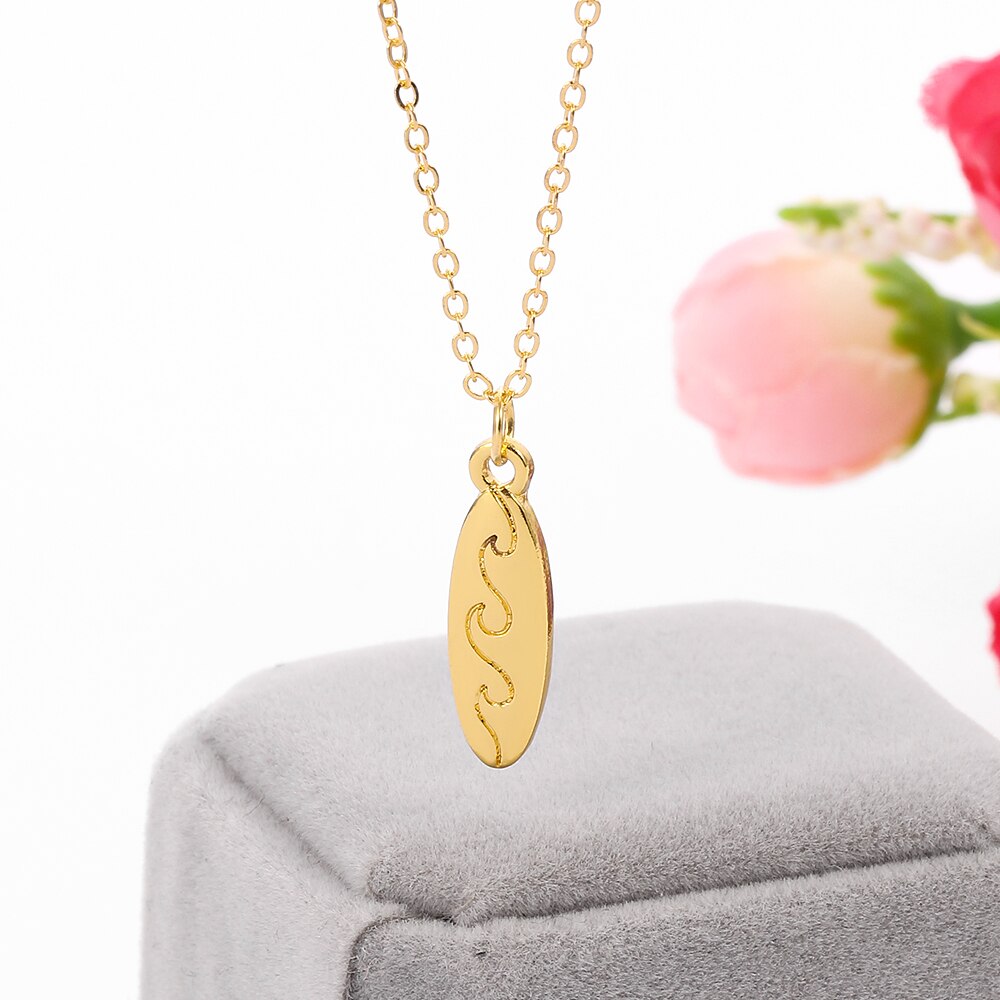 Surfboard Necklace For Women Girls Gold Color Surfing Dainty I love Surfer Sports Necklaces Wave Summer Beach Jewelry