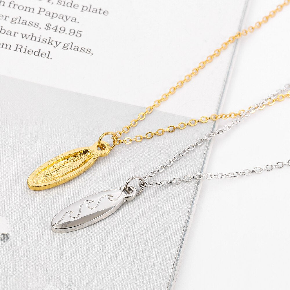 Surfboard Necklace For Women Girls Gold Color Surfing Dainty I love Surfer Sports Necklaces Wave Summer Beach Jewelry