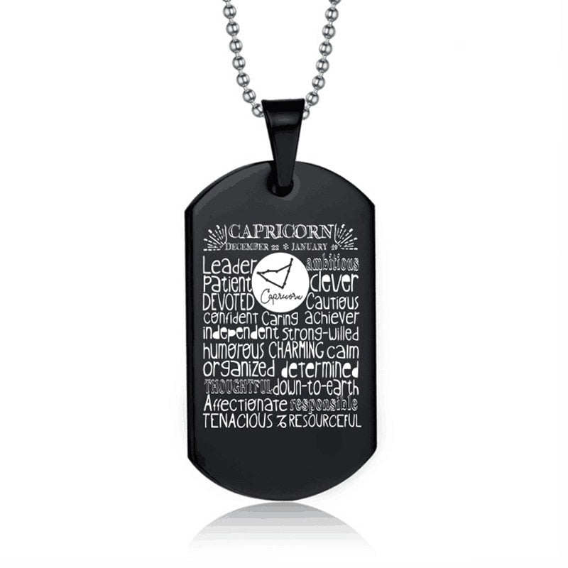 Suteyi Women Men Jewelry 12 Constellation Black Color Stainless Steel Pendant Capricorn Virgo Libra Necklace Birthday Gift