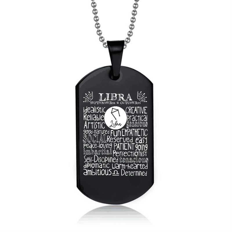 Suteyi Women Men Jewelry 12 Constellation Black Color Stainless Steel Pendant Capricorn Virgo Libra Necklace Birthday Gift