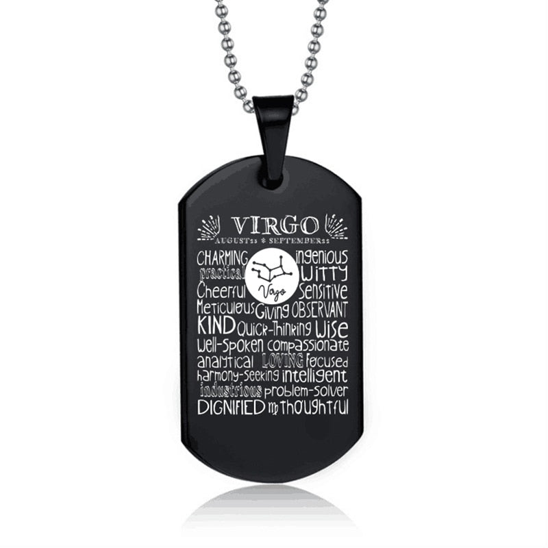 Suteyi Women Men Jewelry 12 Constellation Black Color Stainless Steel Pendant Capricorn Virgo Libra Necklace Birthday Gift