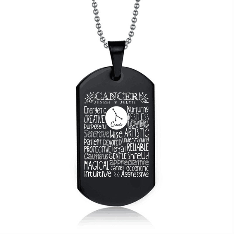 Suteyi Women Men Jewelry 12 Constellation Black Color Stainless Steel Pendant Capricorn Virgo Libra Necklace Birthday Gift
