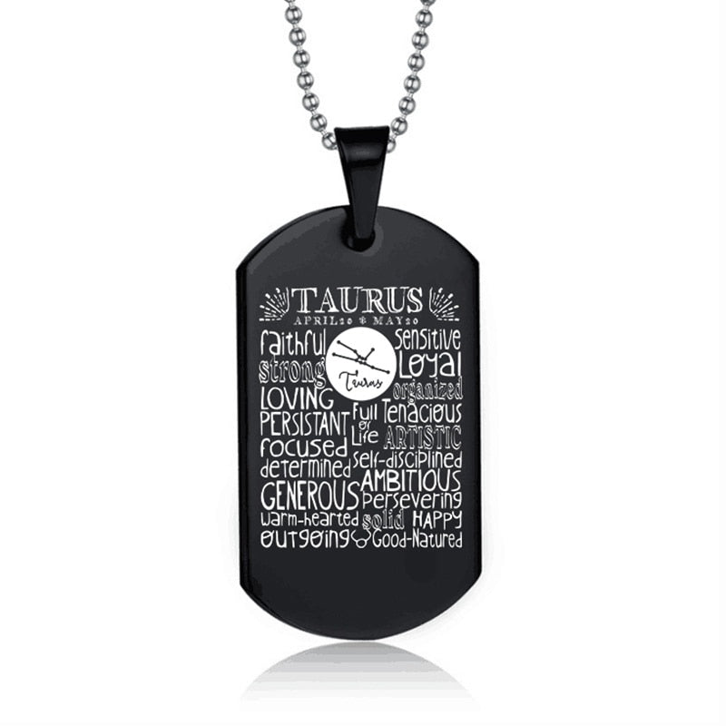 Suteyi Women Men Jewelry 12 Constellation Black Color Stainless Steel Pendant Capricorn Virgo Libra Necklace Birthday Gift