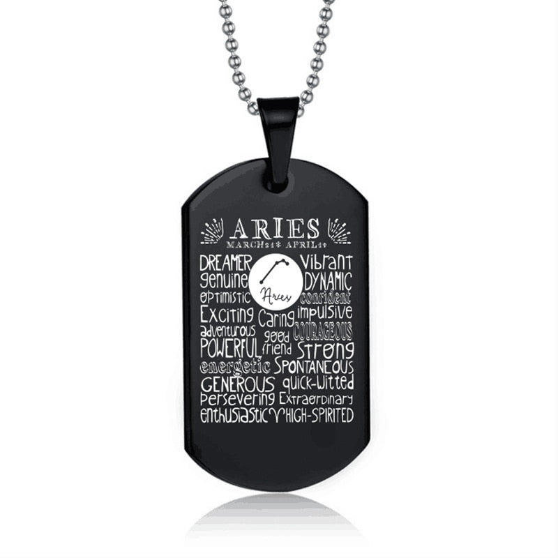 Suteyi Women Men Jewelry 12 Constellation Black Color Stainless Steel Pendant Capricorn Virgo Libra Necklace Birthday Gift
