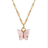 Sweet Acrylic Color Butterfly Necklace For Women Long Wild Clavicle Chain Pendant Refined Stylish Mujer Gift 2022 Trendy Gold