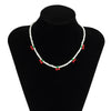Sweet  Cherry Bead Choker Necklace Creative Women Trendy Bohemian Vintage Beaded Fruit Necklace Retro Clavicle Chain