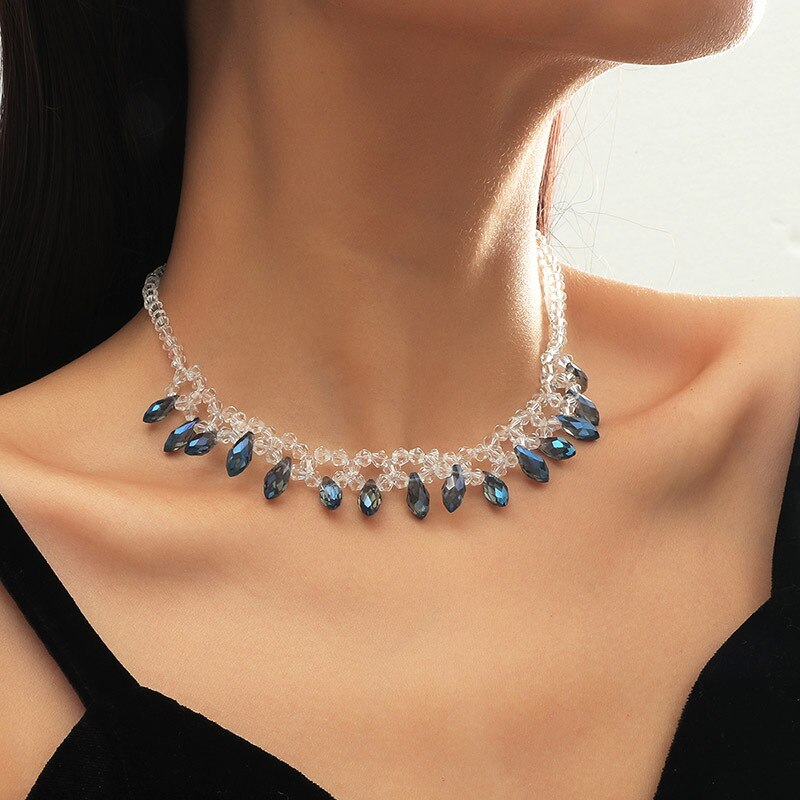 Sweet Girls Crystal Tassel Choker Necklace 2021 Trend Sexy Necklace