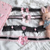 Sweet Heart Gothic Pink Blakc Lace Cross Bownot Choker Lolita Maid Cosplay Women Necklace D736