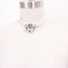 Sweet Heart Lockable Collar Lolita Harajuku Kawaii 100% Handmade Leather Clear Vinyl Transparent Heart Lock Choker Necklace