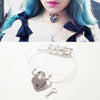 Sweet Heart Lockable Collar Lolita Harajuku Kawaii 100% Handmade Leather Clear Vinyl Transparent Heart Lock Choker Necklace