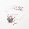 Sweet Heart Lockable Collar Lolita Harajuku Kawaii 100% Handmade Leather Clear Vinyl Transparent Heart Lock Choker Necklace