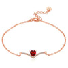 Sweet Heart Natural Garnet On V CZ 925 Silver Bracelet